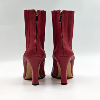 Zara Women Red Leather Retro 90s Stretchy Shaft Ankle Boots size 9US EUR39