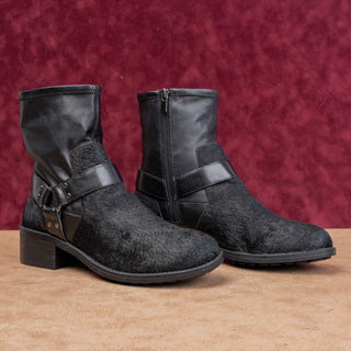 Lori Goldstein Women Wilda Black Faux Leather Harness Moto Ankle Boots sz 9.5