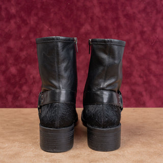 Lori Goldstein Women Wilda Black Faux Leather Harness Moto Ankle Boots sz 9.5