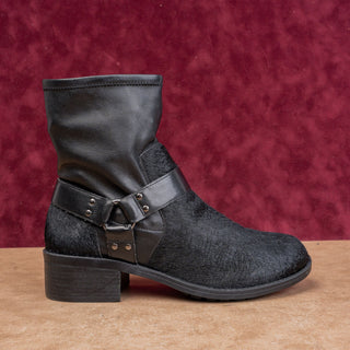 Lori Goldstein Women Wilda Black Faux Leather Harness Moto Ankle Boots sz 9.5