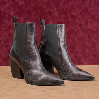 AllSaints Women Ria Crinkle Modern Western Gunmetal Grey Heel Ankle Boots sz 11