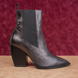 AllSaints Women Ria Crinkle Modern Western Gunmetal Grey Heel Ankle Boots sz 11