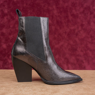 AllSaints Women Ria Crinkle Modern Western Gunmetal Grey Heel Ankle Boots sz 11