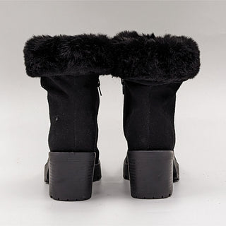 André Assous Women Milana Black Suede Square Toe Faux Shearling Boots size 6