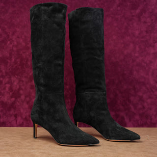 Veronica Beard Women Lisa Black Suede Wide Calf Dress Office Knee size 10