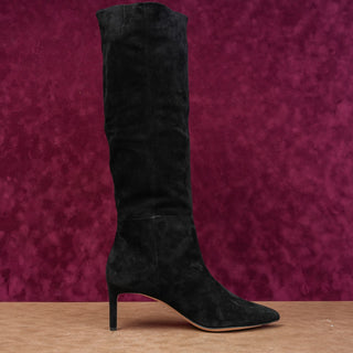 Veronica Beard Women Lisa Black Suede Wide Calf Dress Office Knee size 10