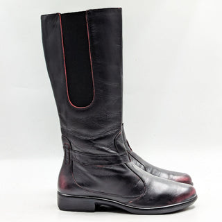 Naot Women Graffit Red Black Leather Riding Stretch Panel Boots sz 7US EUR 38