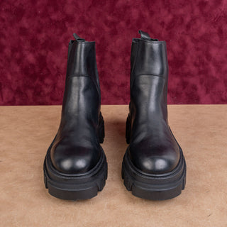 Marc Fisher Women Meron Chunky Black Leather Chelsea Platform Boots sz 8.5