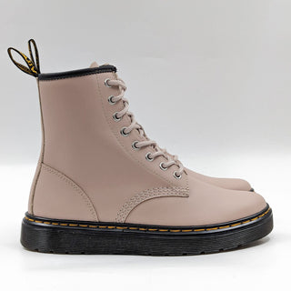 Dr Martens Unisex Zavala Taupe Leather Flat Combat boots M6 W7