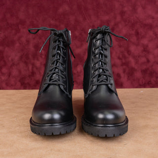 La Canadienne Women Cara Black Leather Waterproof Festival Lace Combat Boots 7