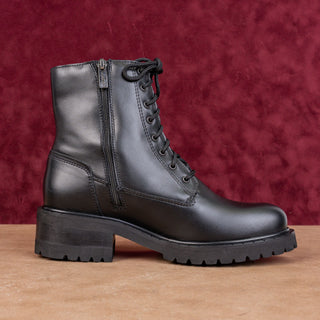 La Canadienne Women Cara Black Leather Waterproof Festival Lace Combat Boots 7