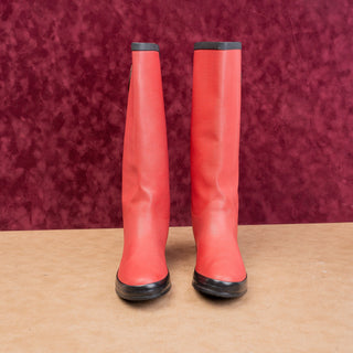 Cole Haan Women Vintage Y2K Wellies Festival Party Red Rubber Rain Boots sz 9