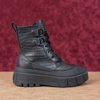 Sorel Women Caribou X Lace Black Leather Waterproof Platform Boots 6US EUR37