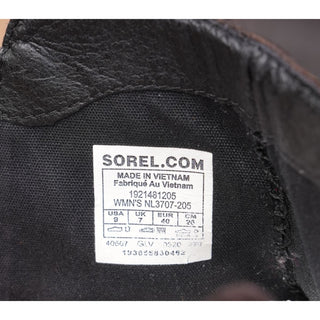 Sorel Women Cate Brown Leather Waterproof Zip Heel Zip Lug Ankle Boots sz 9
