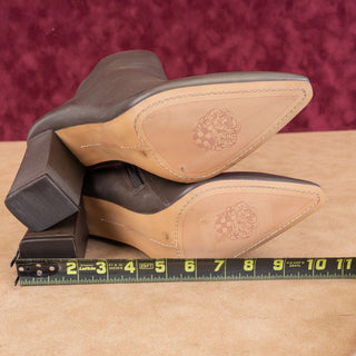 Vince Camuto Women Cammen Brown Leather Zip Fashion Pointy Toe Boots sz 10