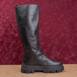 Marc Fisher Women Wide Calf Black Leather Platform Festival Party Boots sz 11