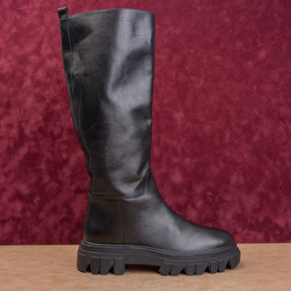 Marc Fisher Women Wide Calf Black Leather Platform Festival Party Boots sz 11