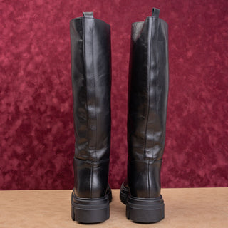 Marc Fisher Women Wide Calf Black Leather Platform Festival Party Boots sz 11