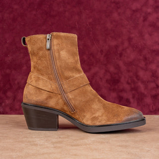 Paul Green Wmn Harness Moto Bike Distress Brown Suede Ankle Boots 9US EUR6.5