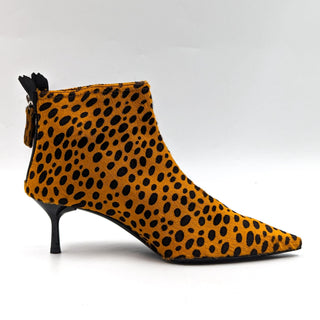 AGL Women Leopard Print Leather Zip Pointy Toe Boots size 6.5-7US EUR 37