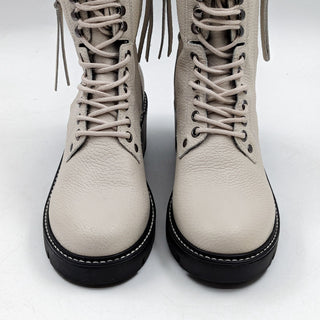 Golo Women Peace War Tapioca Leather Lace-up Zip Combat boots size 7.5