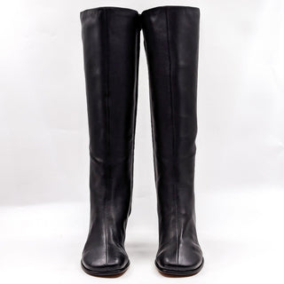 Vince Women Highland Black Leather Wide Calf Retro Round Knee Boots size 8