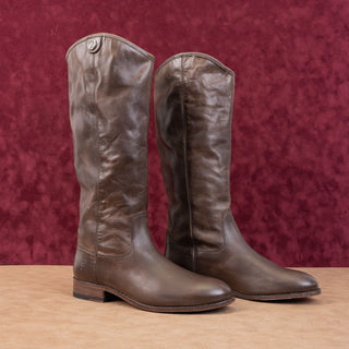 Frye Wmn Melissa Button Dark Brown Leather Equestrian Riding Knee Boots sz 8