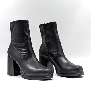 Steve Madden Women Oppal Black Vegan Leather Retro Square Boots size 10