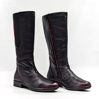 Naot Women Graffit Red Black Leather Riding Stretch Panel Boots sz 7US EUR 38