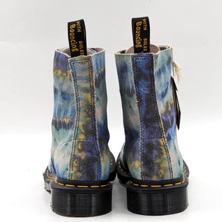 Dr Martens Women 1460 Tie Dye Blue Lace-up Leather Combat Boots size 7