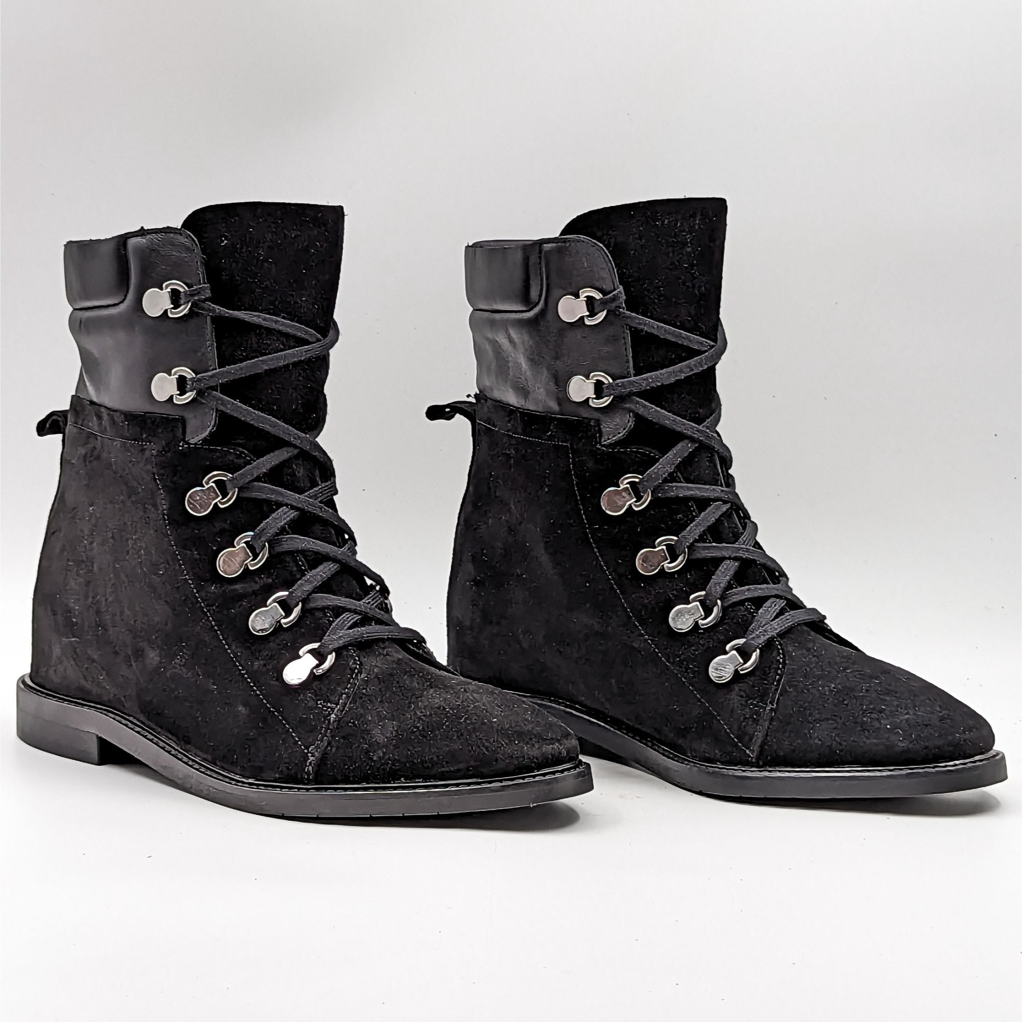 Aquatalia Women Clarissa Lace up Black Suede Lace up Hiker Ankle