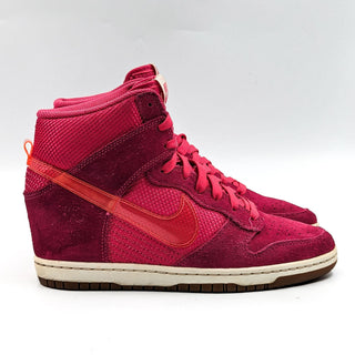 Nike Women Dunk Sky Hi Wedge Pink Suede Lace Sneakers size 8