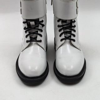 AllSaints Women Brigade Lace-up Zipper Lug Sole White Leather Boots sz 6US EUR36