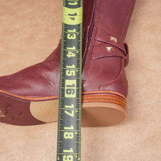 Ted Baker London Women Stud Red Brown Zip Equestrian Riding Boots 5.5US EUR 35.5