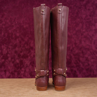 Ted Baker London Women Stud Red Brown Zip Equestrian Riding Boots 5.5US EUR 35.5