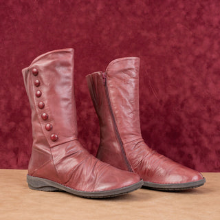 Miz Mooz Women Petrillo Victorian Zip Round Burgundy Leather Boots sz 8.5US EUR39