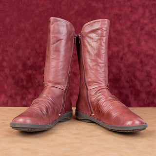 Miz Mooz Women Petrillo Victorian Zip Round Burgundy Leather Boots sz 8.5US EUR39