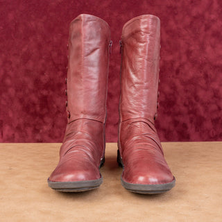 Miz Mooz Women Petrillo Victorian Zip Round Burgundy Leather Boots sz 8.5US EUR39