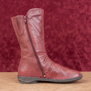 Miz Mooz Women Petrillo Victorian Zip Round Burgundy Leather Boots sz 8.5US EUR39