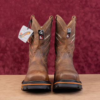 Cody James Men 11" Flag Nano Comp Toe Brown Leather Work Boots sz 11.5 EE