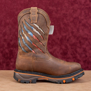 Cody James Men 11" Flag Nano Comp Toe Brown Leather Work Boots sz 11.5 EE