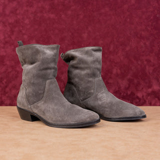 Via Spiga Women Grey Suede Vintage Retro 90s Western Boho Ankle Boots 9US EUR40