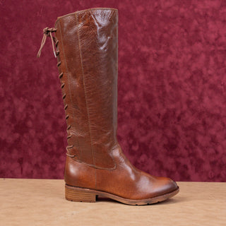 Sofft Women Sharnell II Brown Leather Back Lace-up Rust Riding Knee Boots 9.5