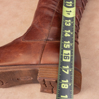 Sofft Women Sharnell II Brown Leather Back Lace-up Rust Riding Knee Boots 9.5