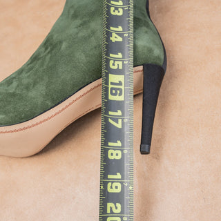 Karl Lagerfeld Paris Wmn Mar Green Black Suede Fashion Pointy Boots 7US EUR37.5