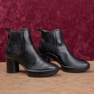 Ecco Women Shape Sculped Black Leather Ankle Chelsea Boots sz 8.5US EUR39