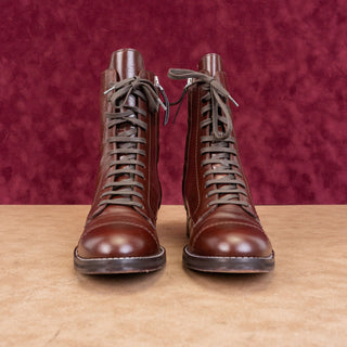 Theory Women Laced Brown Leather Lace-up Zip Ankle Boots sz 8US EUR38