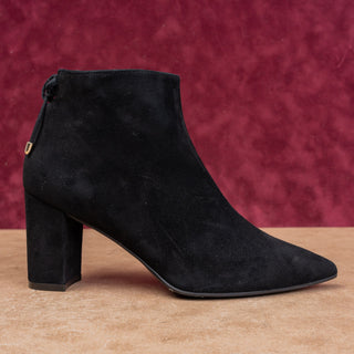 Stuart Weitzman Women Pointy Toe Party Black Suede Zip Back Lace Fashion Boots 7