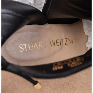 Stuart Weitzman Women Pointy Toe Party Black Suede Zip Back Lace Fashion Boots 7