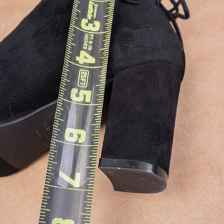 Stuart Weitzman Women Pointy Toe Party Black Suede Zip Back Lace Fashion Boots 7